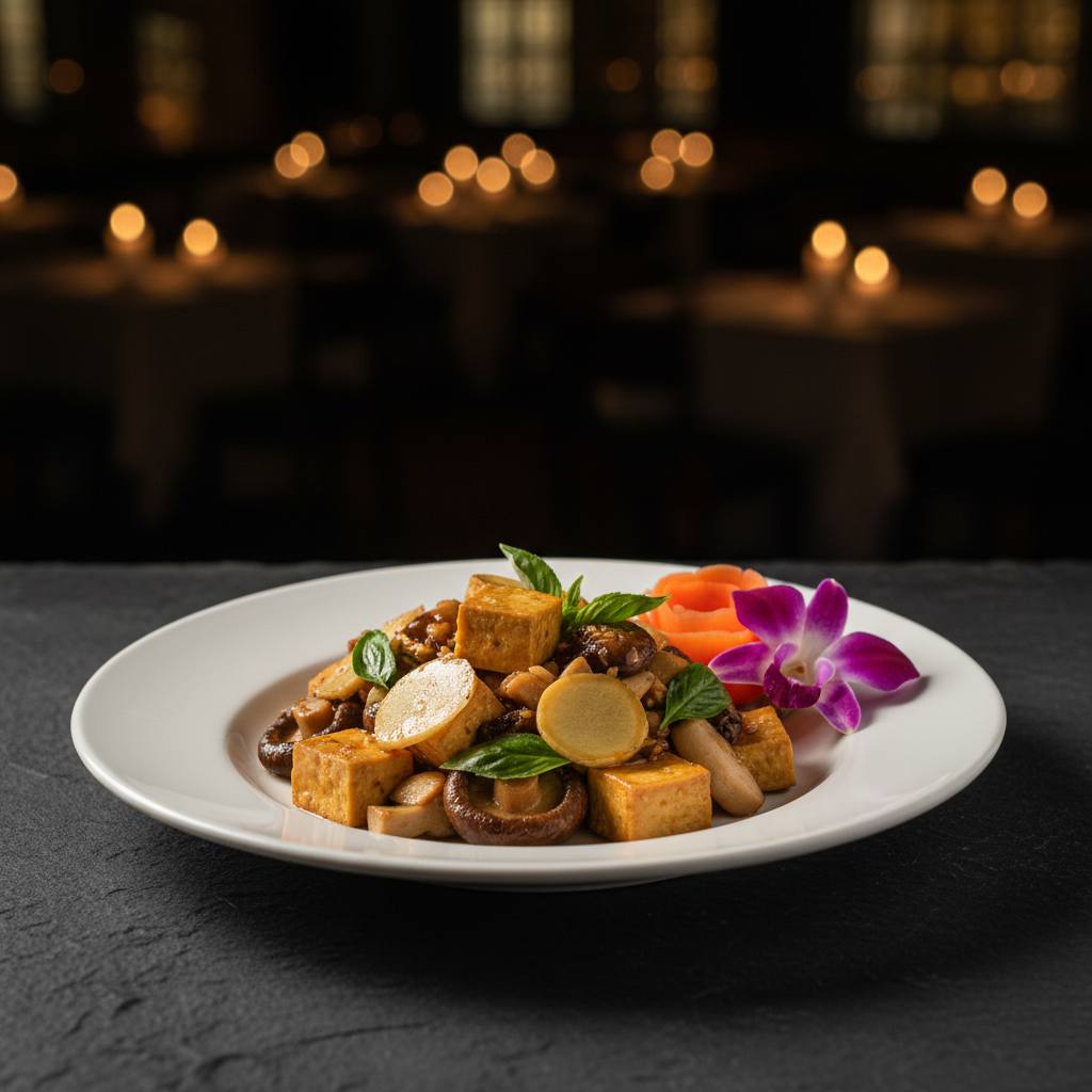 Basil Ginger Tofu with Mushroom