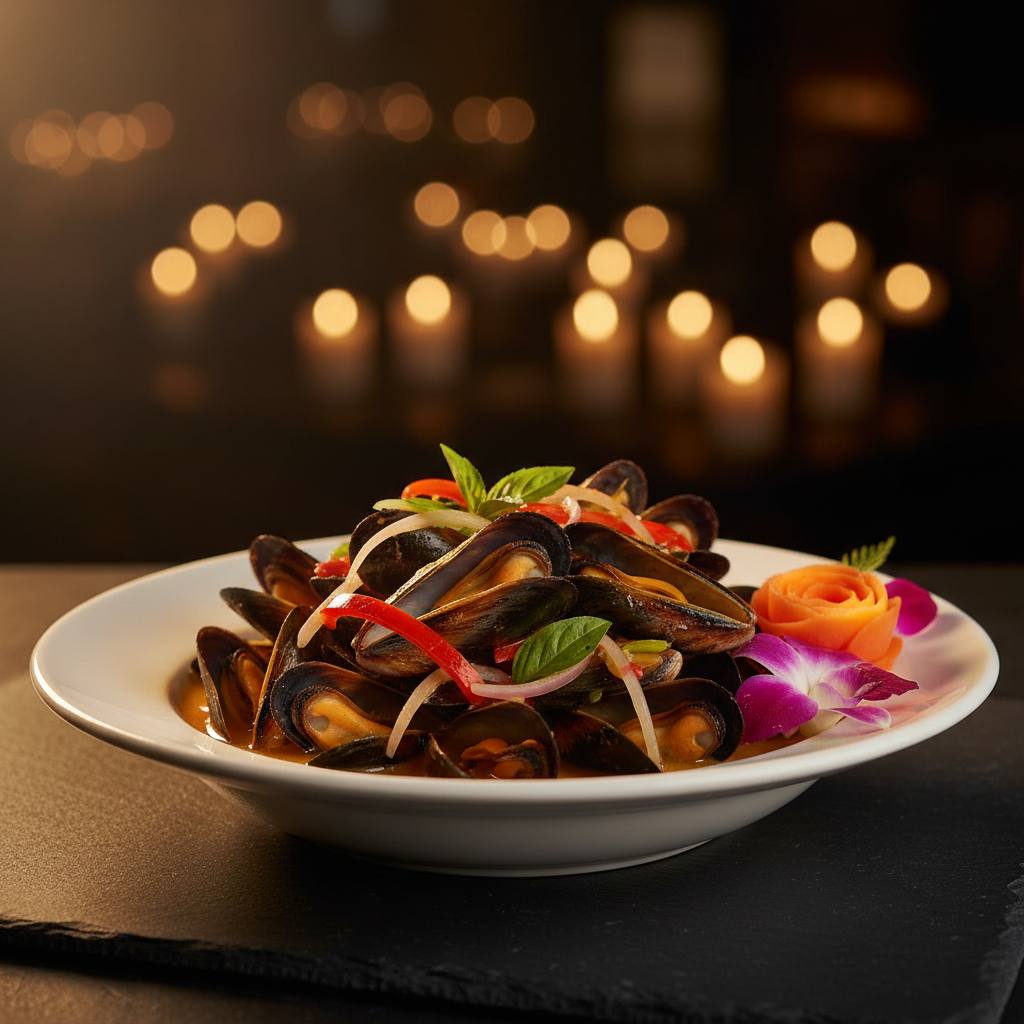 Spicy Basil Mussels
