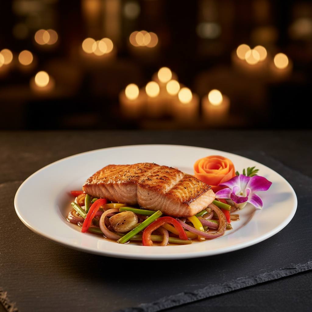 Wok Seared Salmon with Leeks