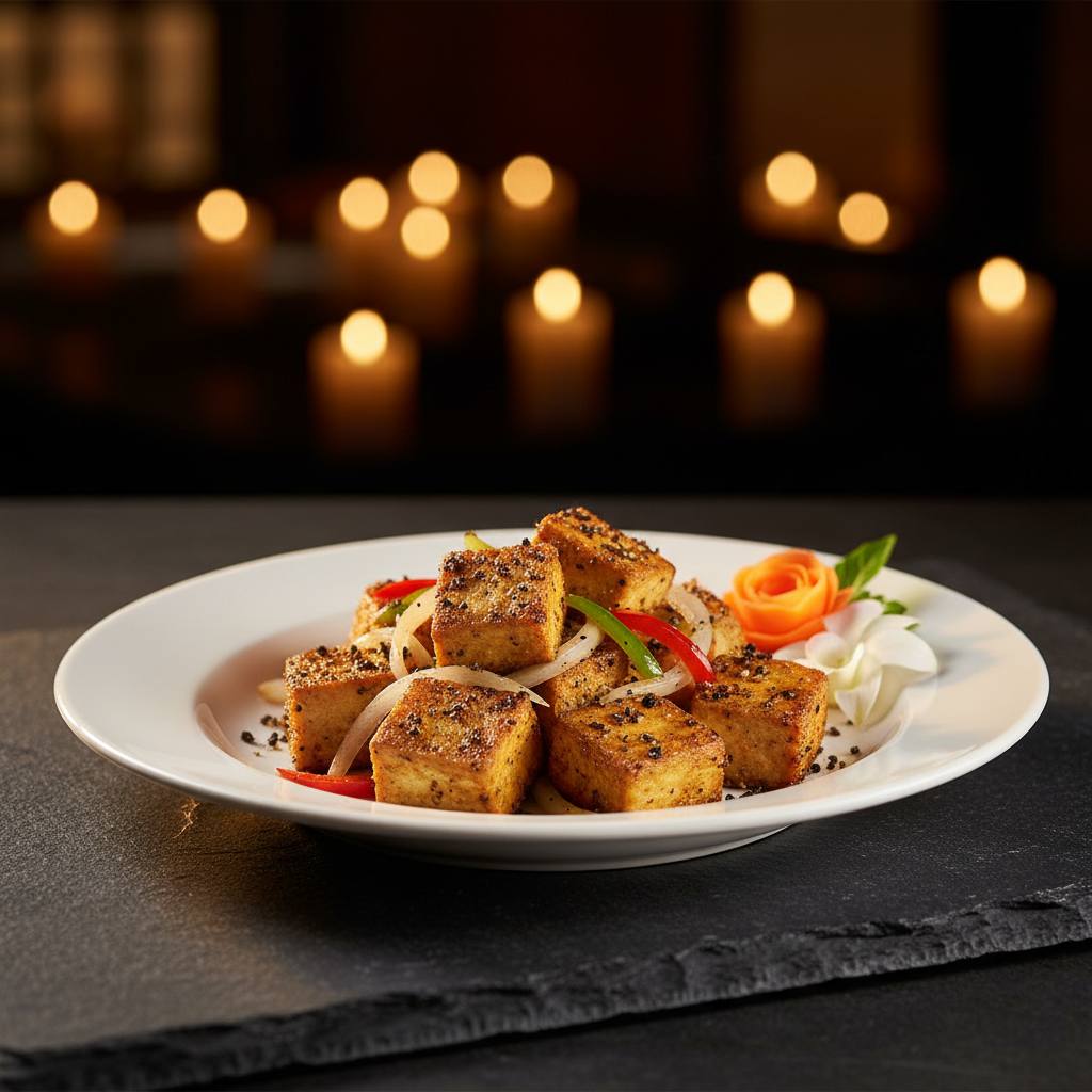 Tofu with Black Peppers and Onions