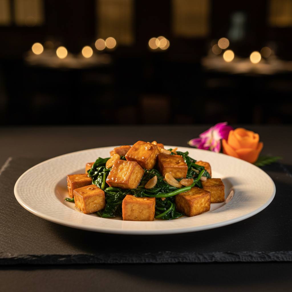 Stir Fried Tofu with Spinach
